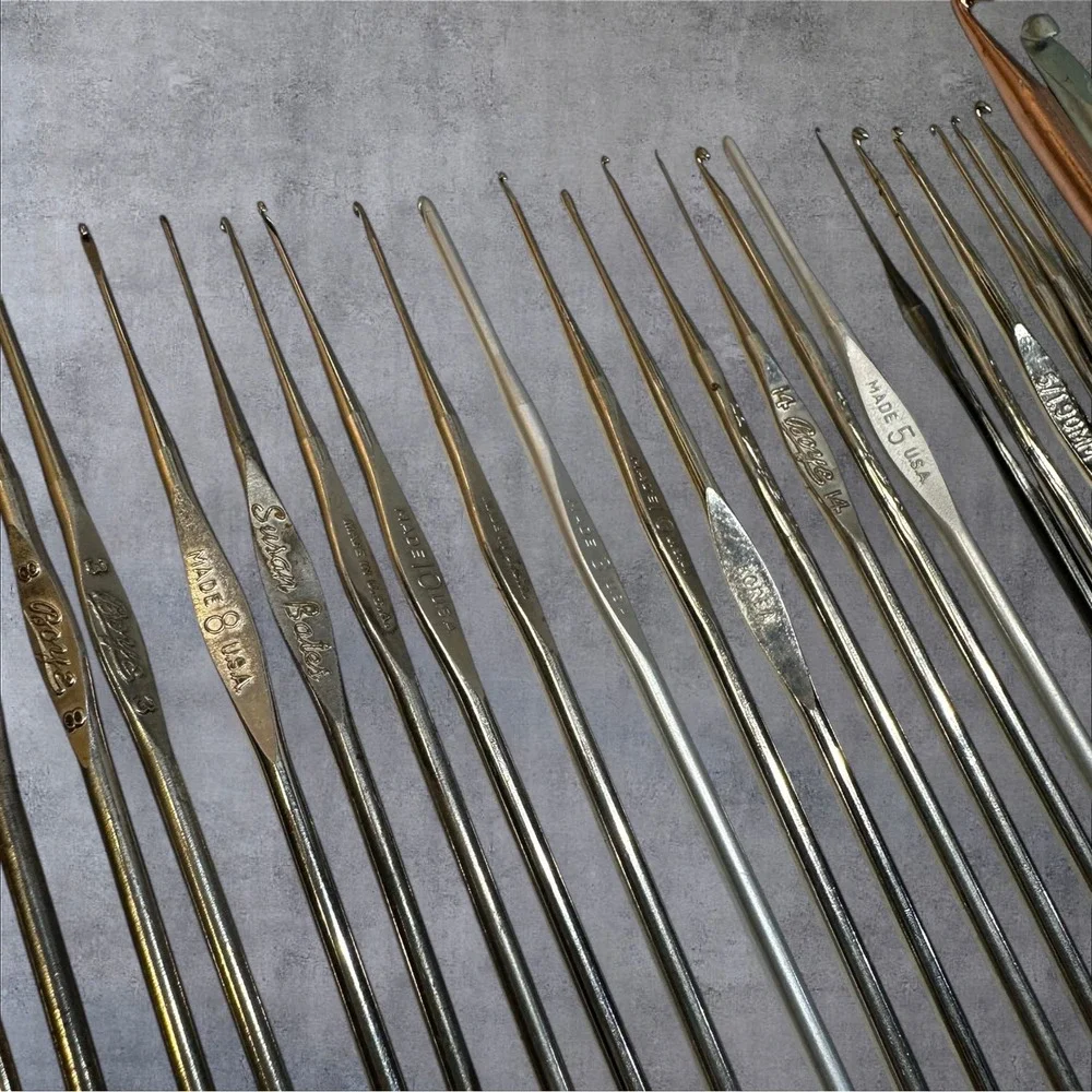 Vtg L'Oreal & Boye & Susan Bates Mixed Steel Metal Lace‎ Crochet Lace Hooks Lot